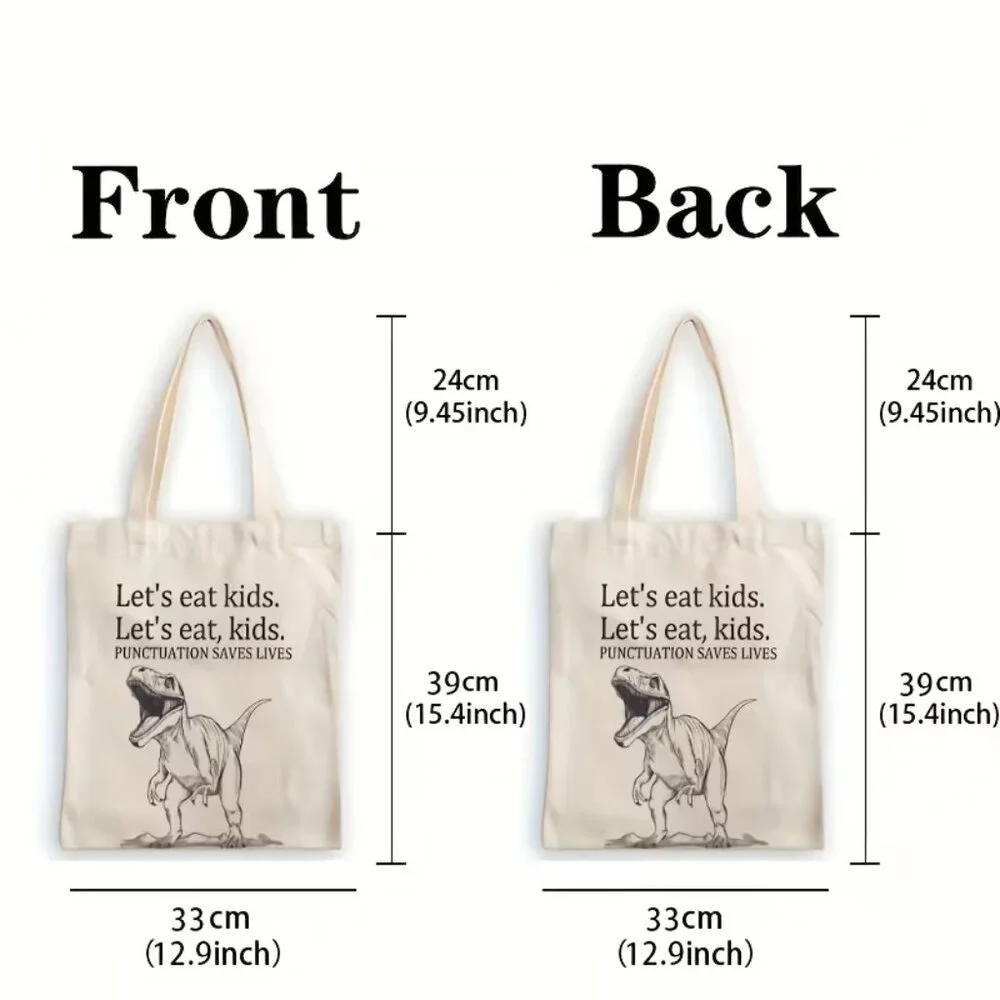 “Let’s Eat Kids–Punctuation‎ Saves Lives” Canvas Tote Shopping Bag (NEW & CUTE!) - Picture 5 of 6
